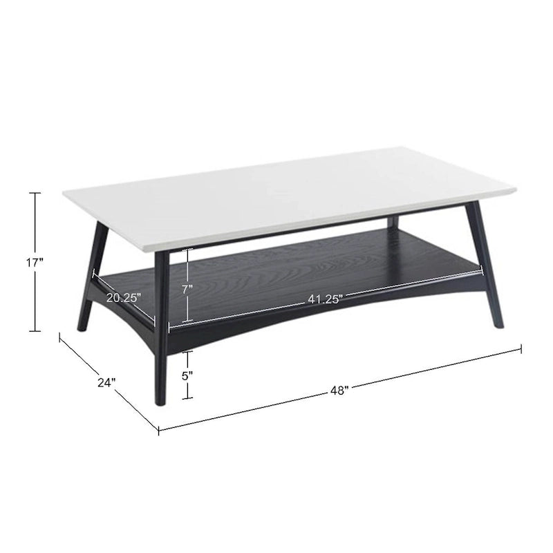 Mid-Century Two-Tone Coffee Table with Storage Shelf