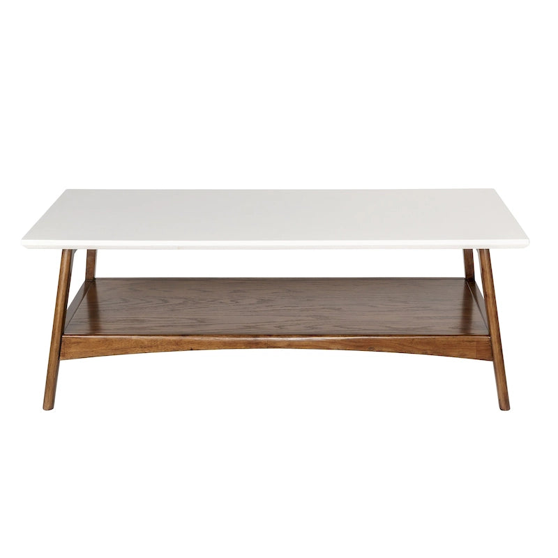 Mid-Century Two-Tone Coffee Table with Storage Shelf