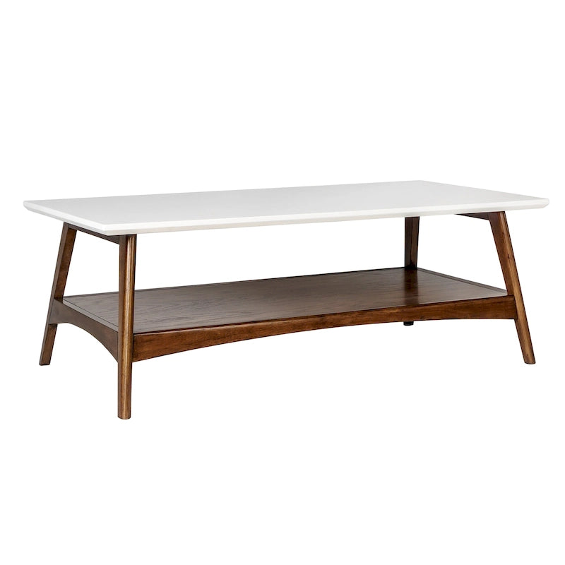 Mid-Century Two-Tone Coffee Table with Storage Shelf