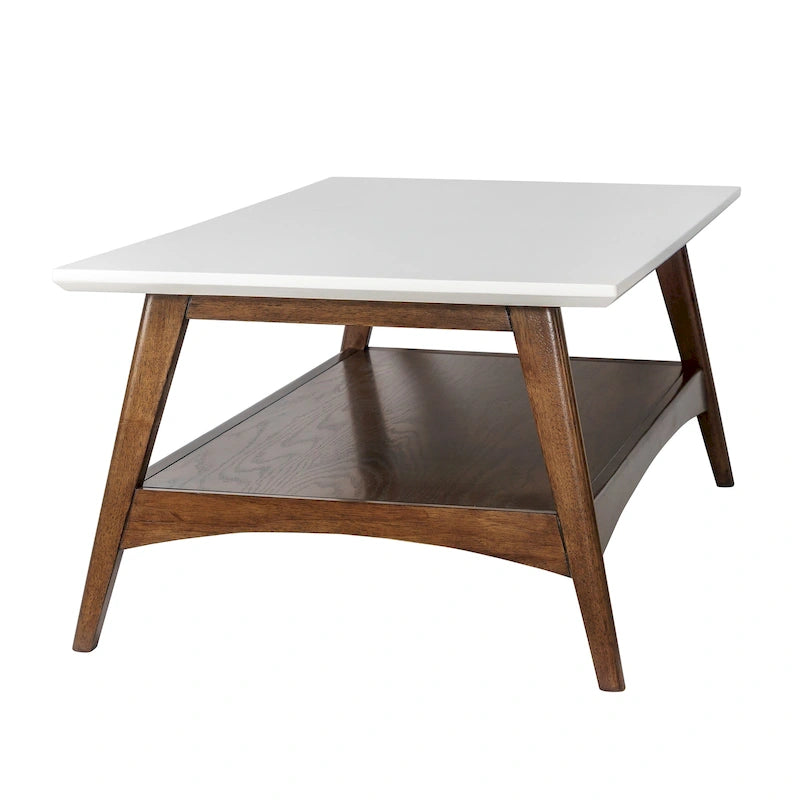 Mid-Century Two-Tone Coffee Table with Storage Shelf