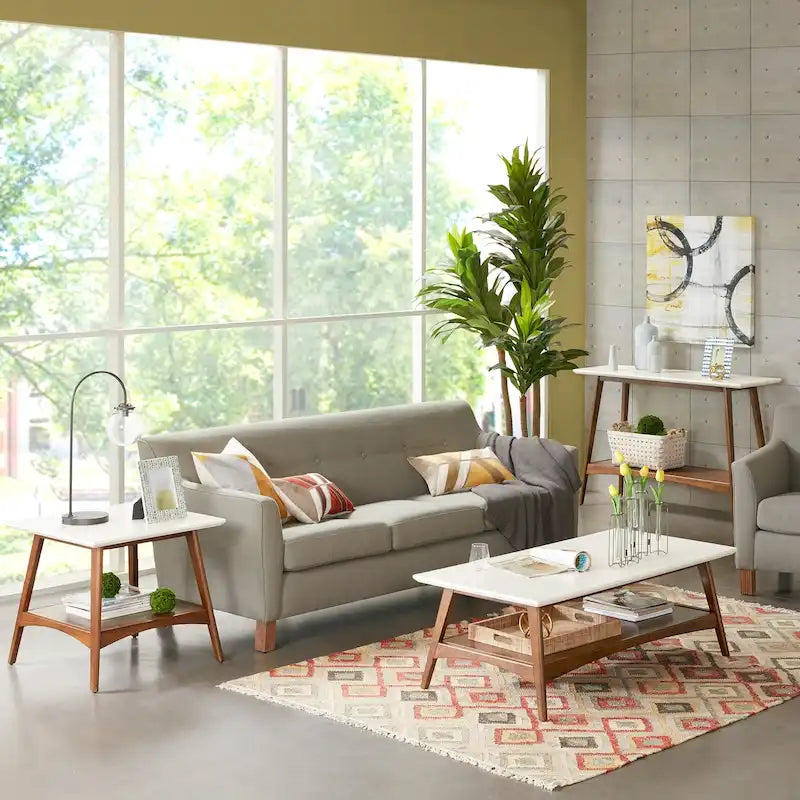 Mid-Century Two-Tone Coffee Table with Storage Shelf