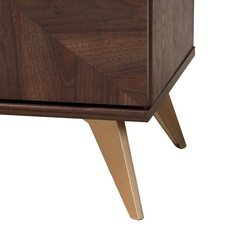 Mid-Century Modern Transitional Walnut Brown Finished Wood 6-Drawer Dresser