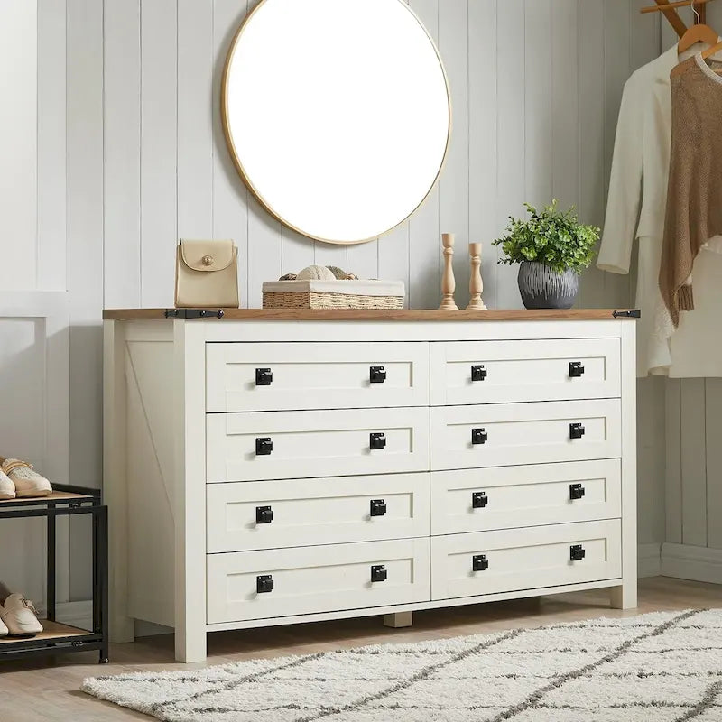 Farmhouse 8 Drawers Wood Dresser Chests, Rustic Chset of Drawers