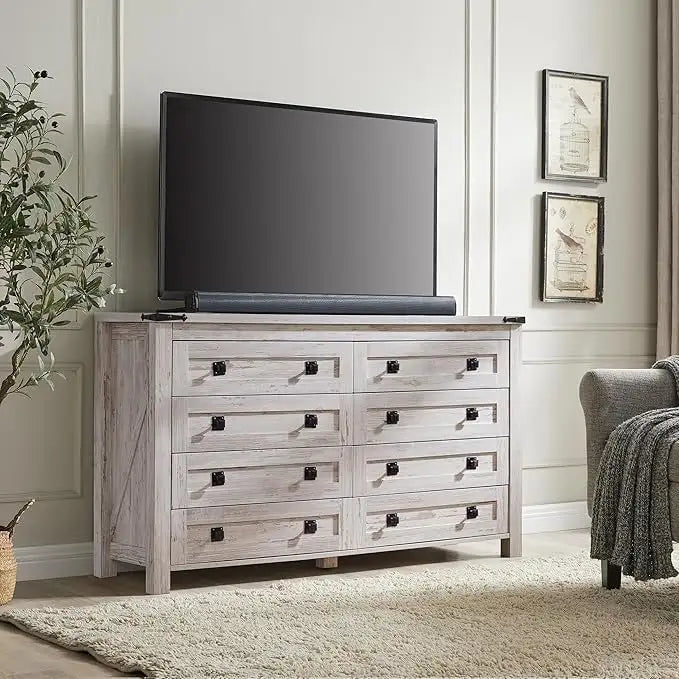 Farmhouse 8 Drawers Wood Dresser Chests, Rustic Chset of Drawers