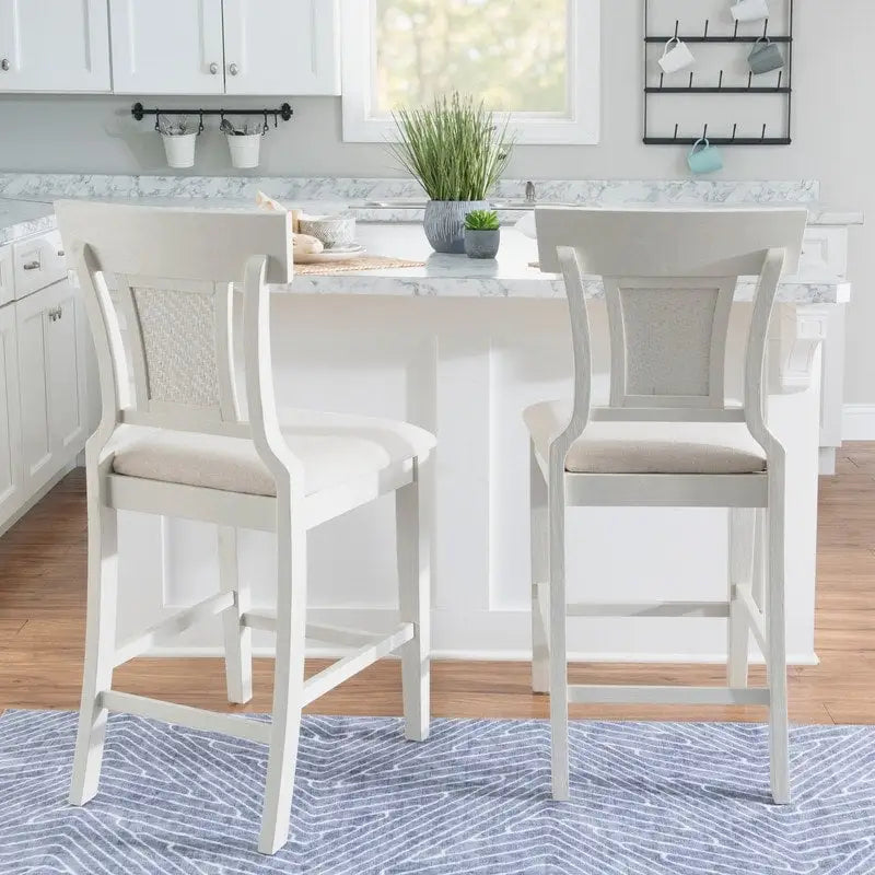 Handwoven Rattan Farmhouse Counter Stool