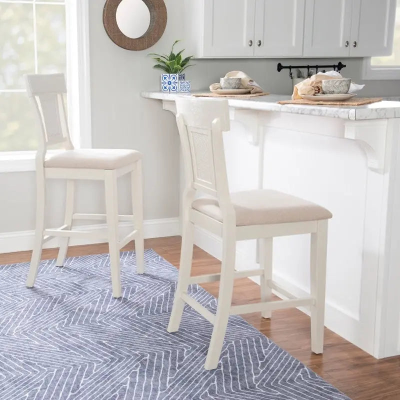 Handwoven Rattan Farmhouse Counter Stool