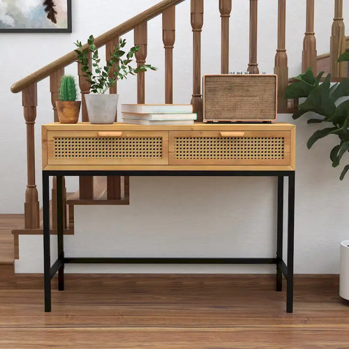 COZAYH 44 Woven Front Modern Farmhouse Console Table Sofa