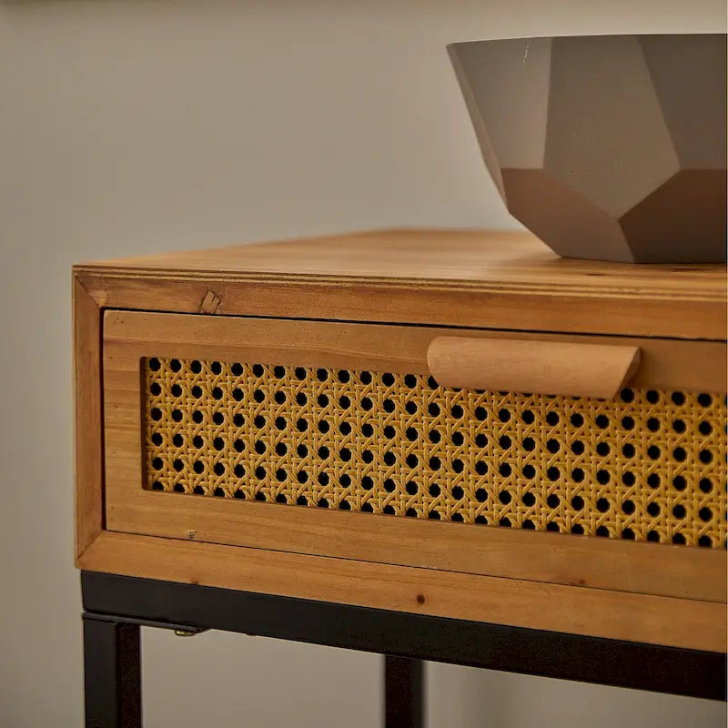 44" Woven Front Modern Farmhouse Console Table