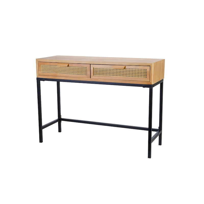 44" Woven Front Modern Farmhouse Console Table
