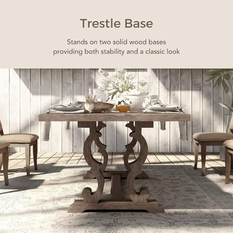 Rustic 90-inch Wood Expandable Dining Table