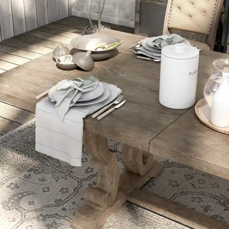 Rustic 90-inch Wood Expandable Dining Table
