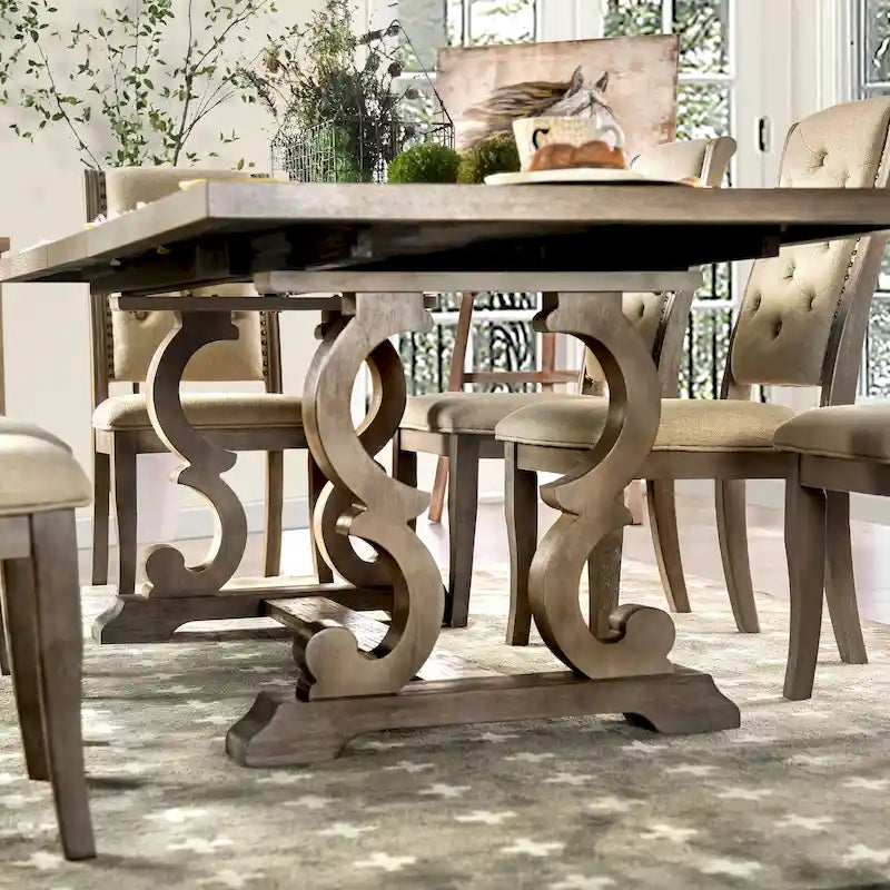 Rustic 90-inch Wood Expandable Dining Table