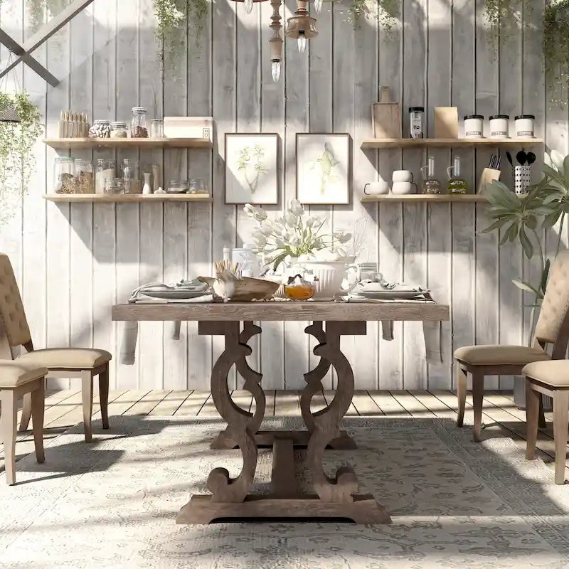 Rustic 90-inch Wood Expandable Dining Table