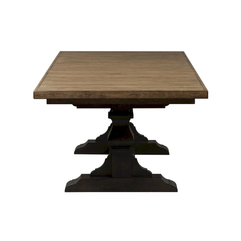 Chalkboard Finish Trestle Dining Table with Self-Storing Leaf