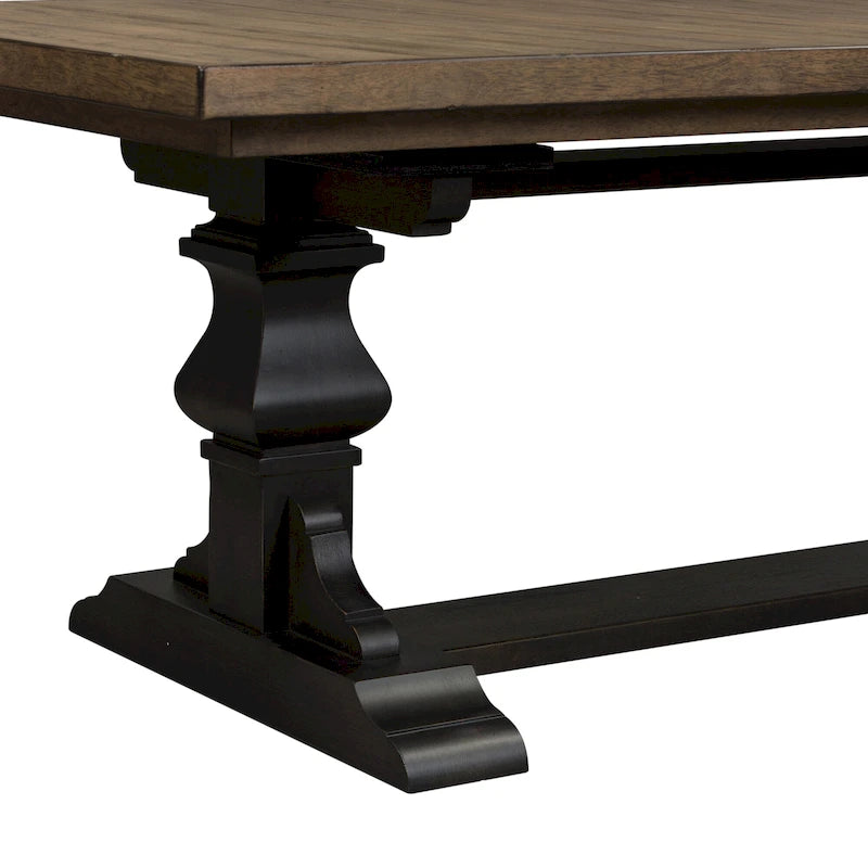 Chalkboard Finish Trestle Dining Table with Self-Storing Leaf