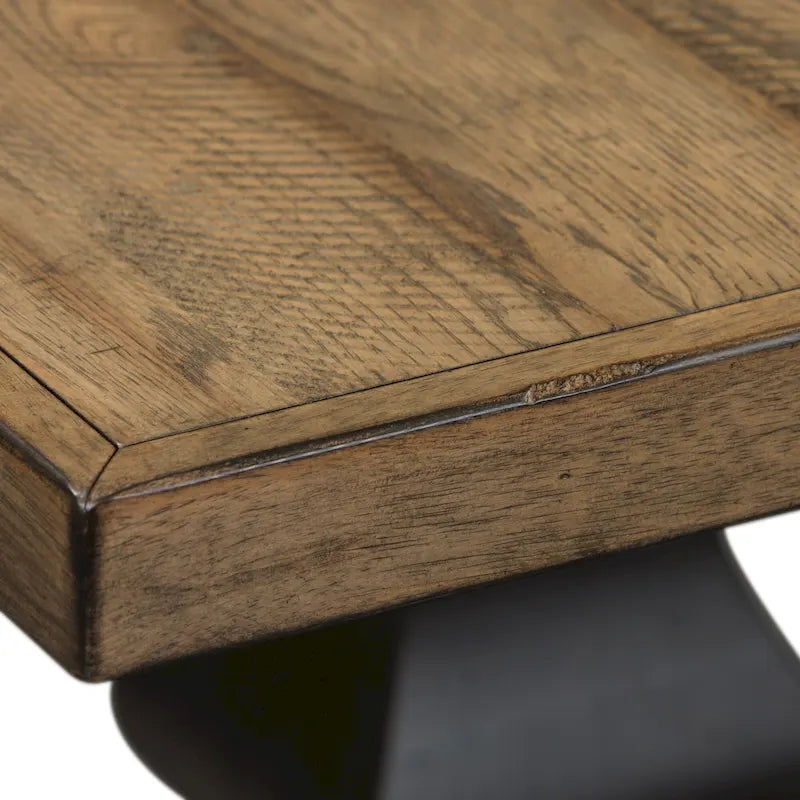 Chalkboard Finish Trestle Dining Table with Self-Storing Leaf