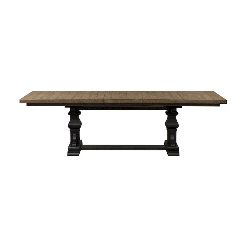 Chalkboard Finish Trestle Dining Table with Self-Storing Leaf