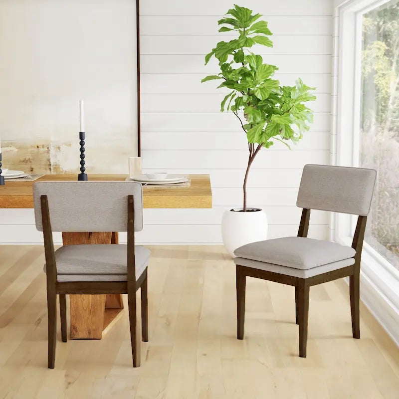 Solid Wood Upholstered Dining Chairs (Set of 2)