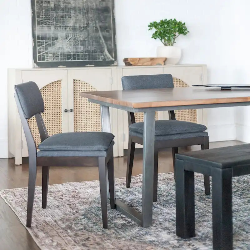 Solid Wood Upholstered Dining Chairs (Set of 2)