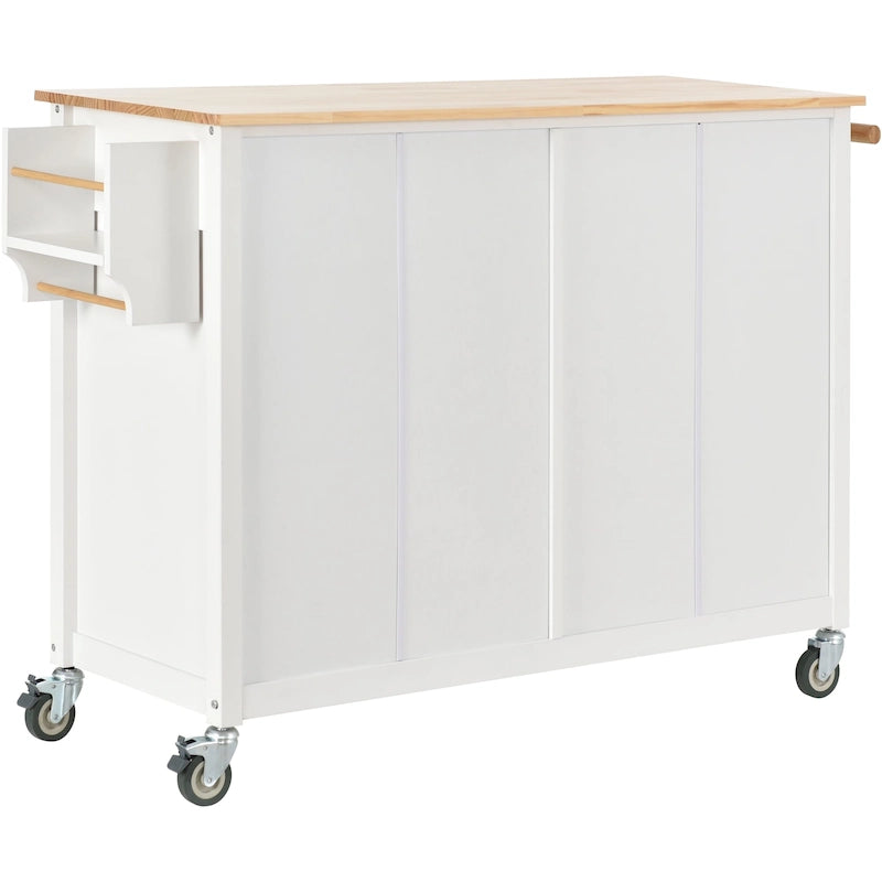 Kitchen Island Cart with Solid Wood Top and Locking Wheels
