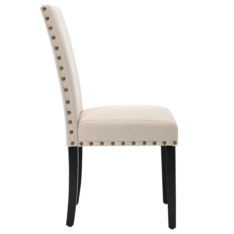 Fabric Upholstered Nailhead Trim Parsons Dining Chairs Set of 2