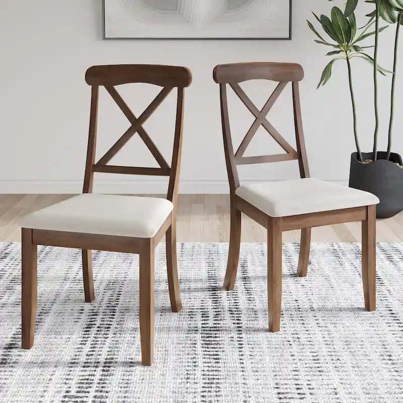 CraftPorch Farmhouse Style Wooden Dining Chairs (Set of 2) - N/A