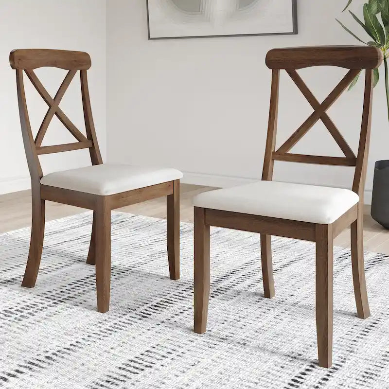 Farmhouse Style Wooden Dining Chairs (Set of 2)