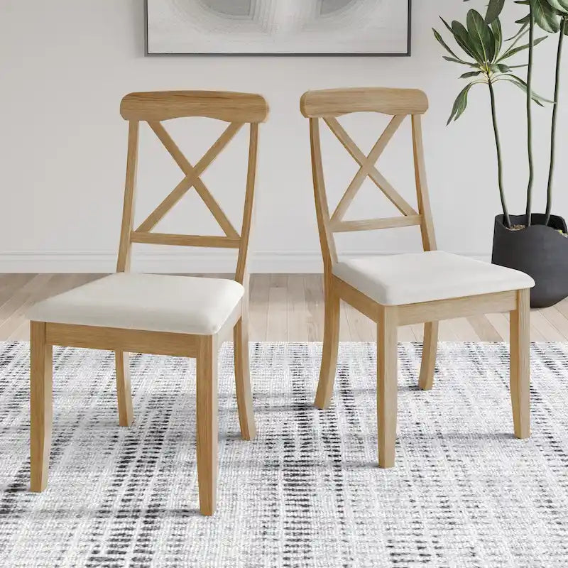 Farmhouse Style Wooden Dining Chairs (Set of 2)