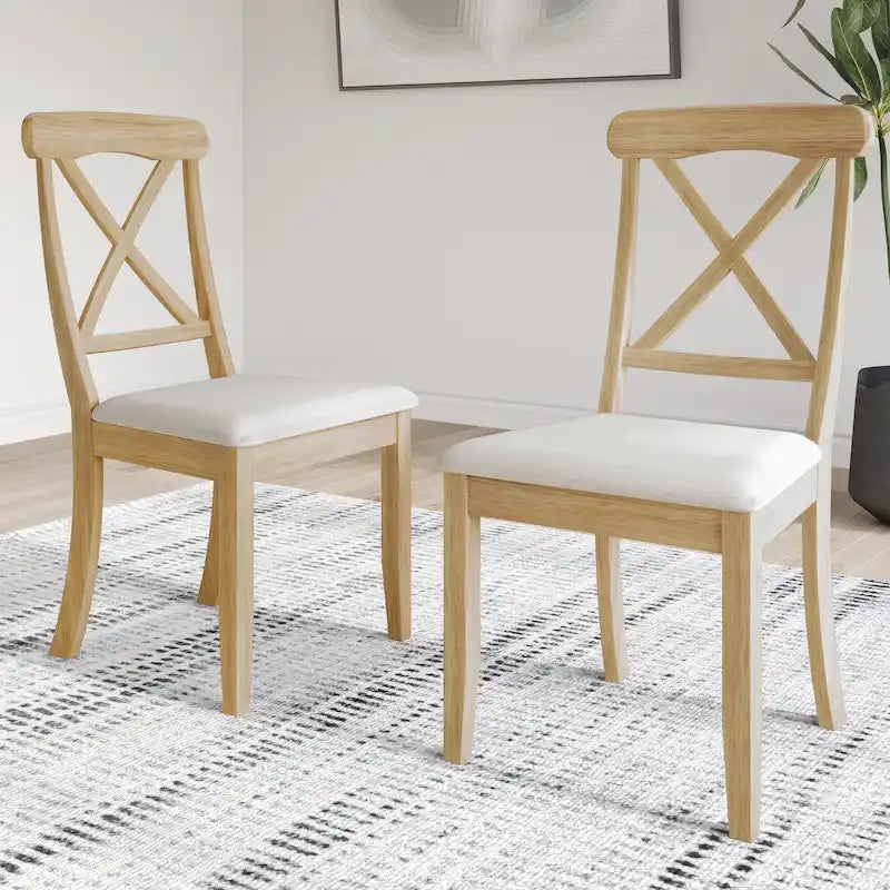 Farmhouse Style Wooden Dining Chairs (Set of 2)