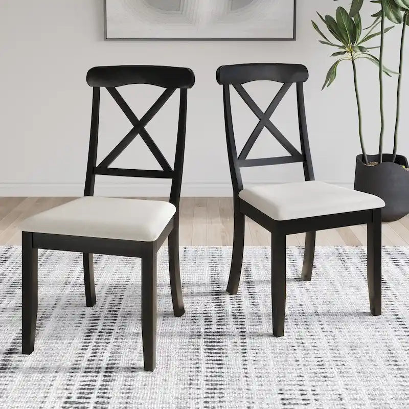 Farmhouse Style Wooden Dining Chairs (Set of 2)