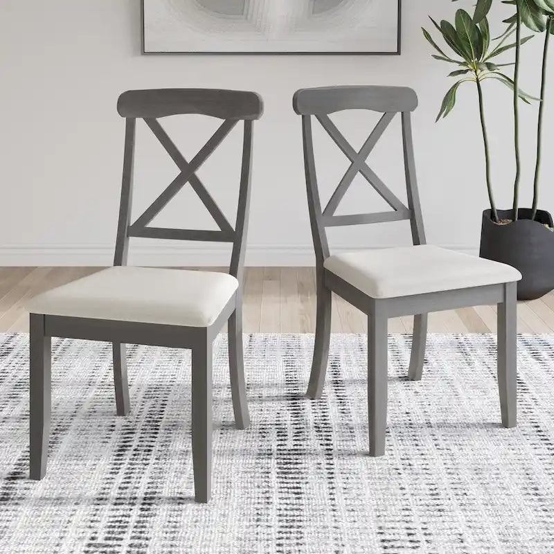 Farmhouse Style Wooden Dining Chairs (Set of 2)