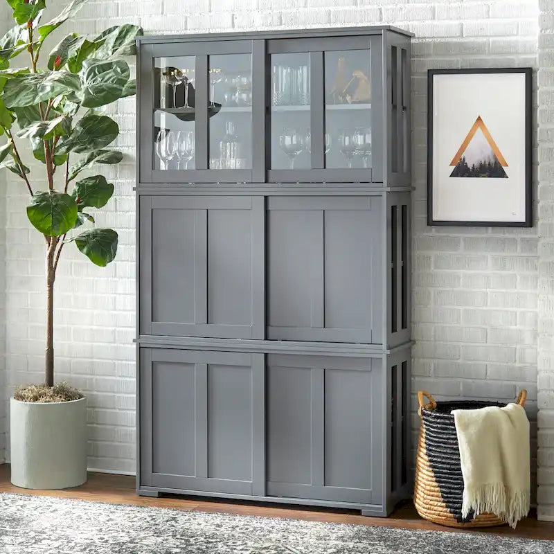 Sliding Glass Door Stackable China Cabinet