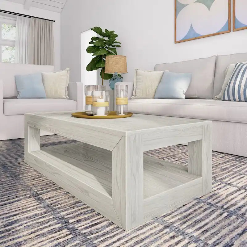 Modern Rectangular Coffee Table with Shelf