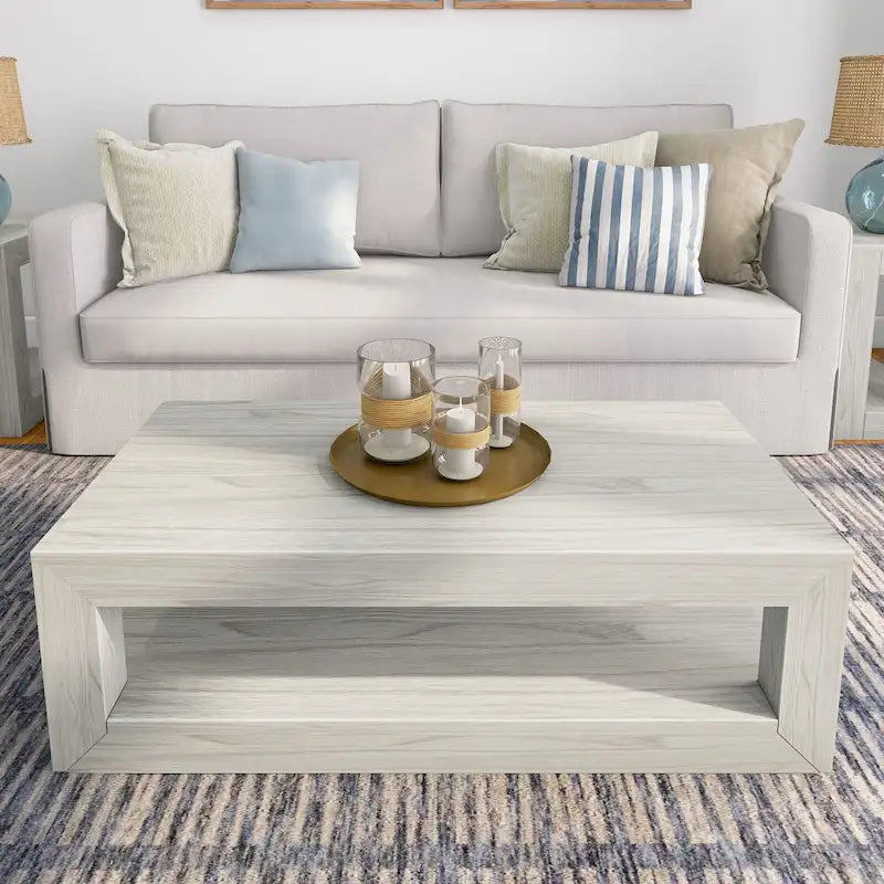 Modern Rectangular Coffee Table with Shelf