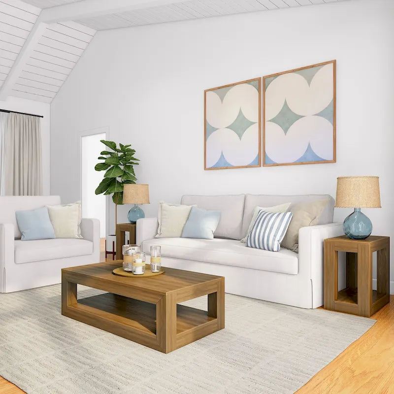 Modern Rectangular Coffee Table with Shelf