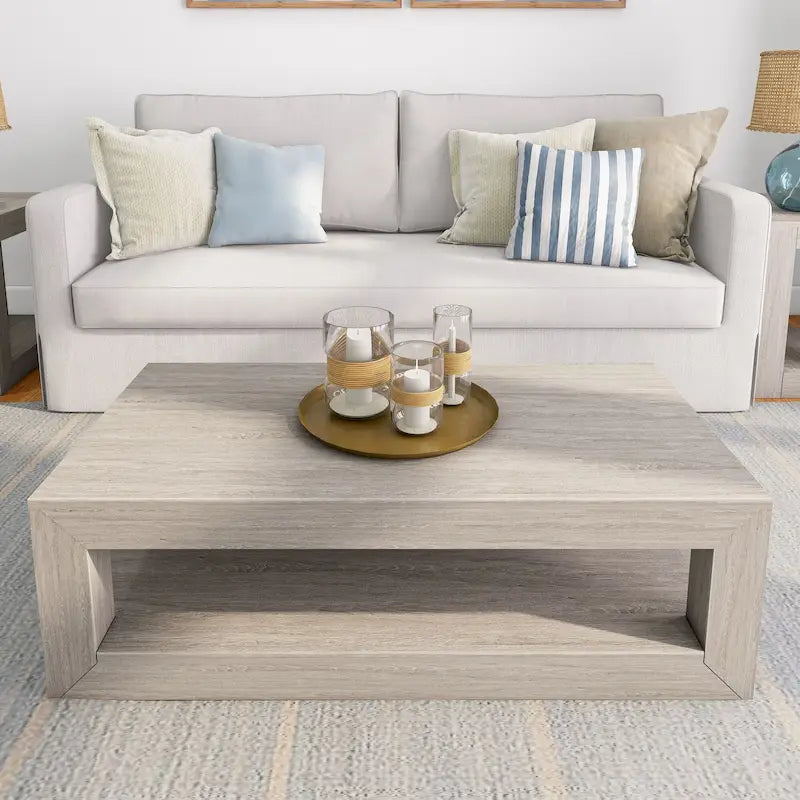 Modern Rectangular Coffee Table with Shelf