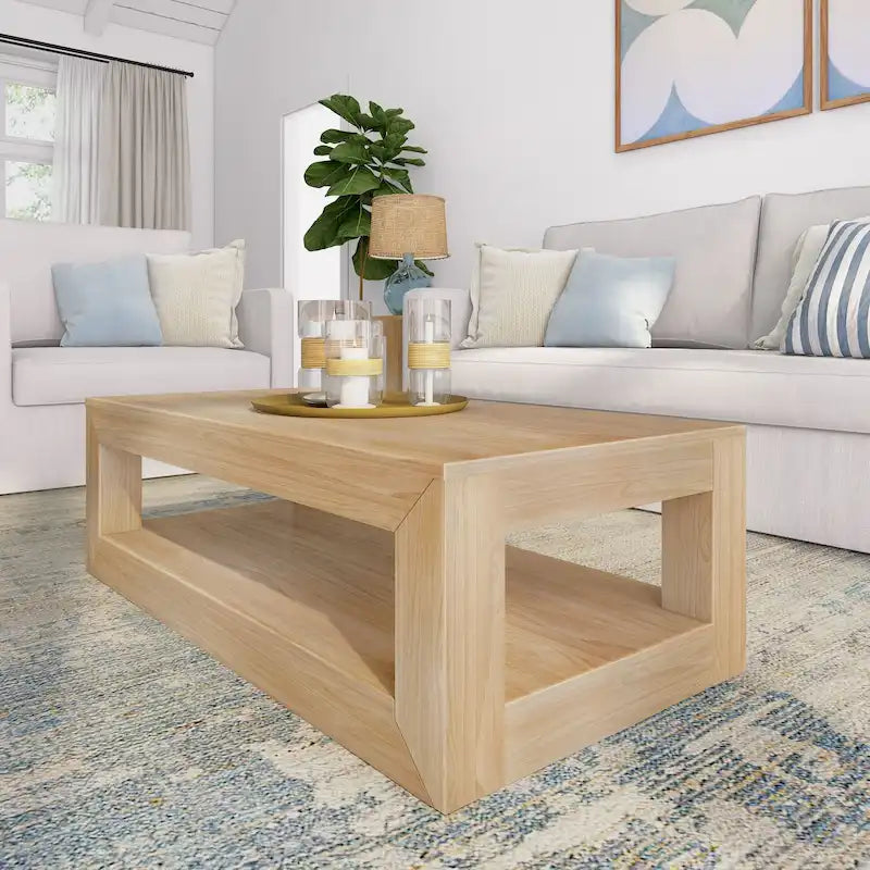 Modern Rectangular Coffee Table with Shelf