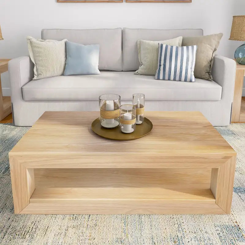 Modern Rectangular Coffee Table with Shelf