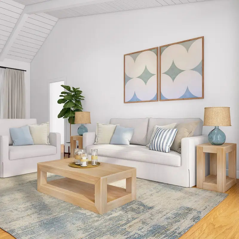 Modern Rectangular Coffee Table with Shelf