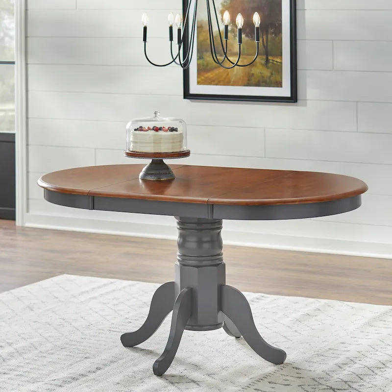 Farmhouse Solid Wood Dining Table with Extension Leaf