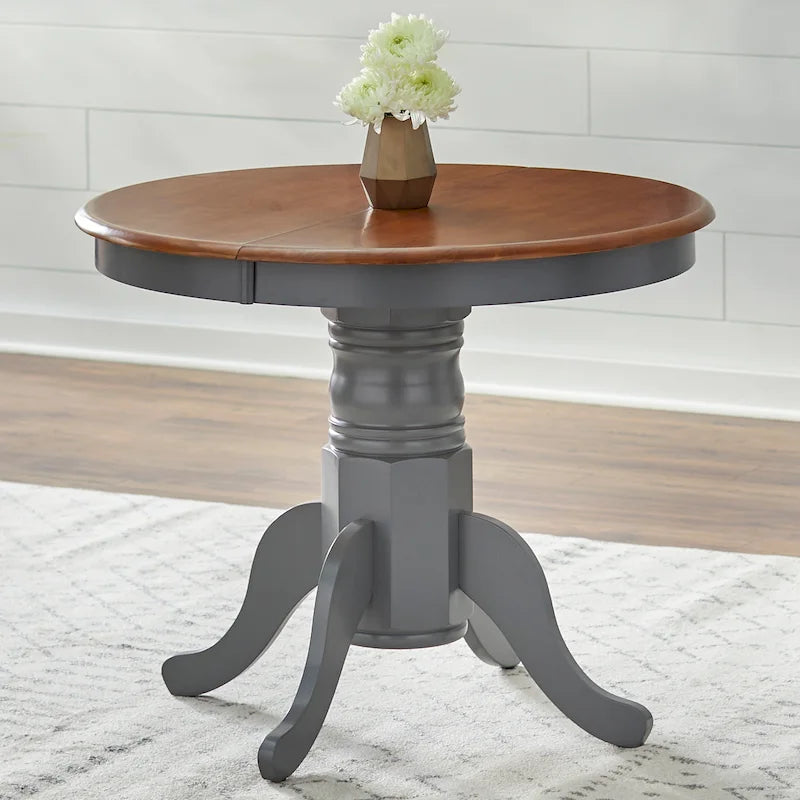 Farmhouse Solid Wood Dining Table with Extension Leaf