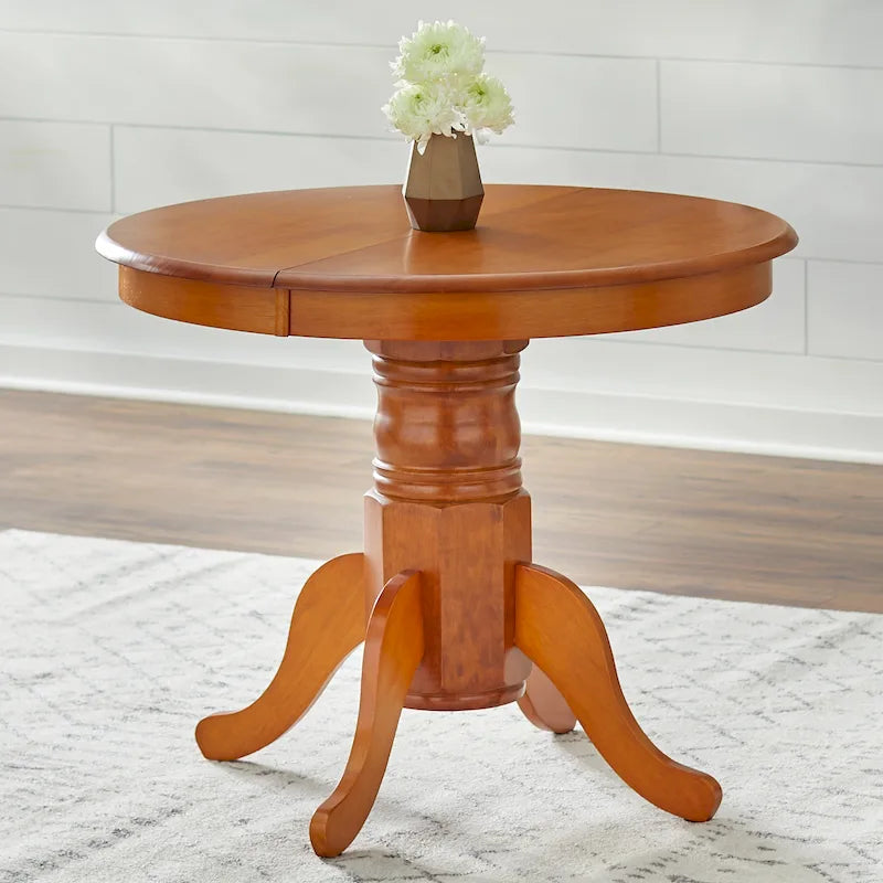 Farmhouse Solid Wood Dining Table with Extension Leaf