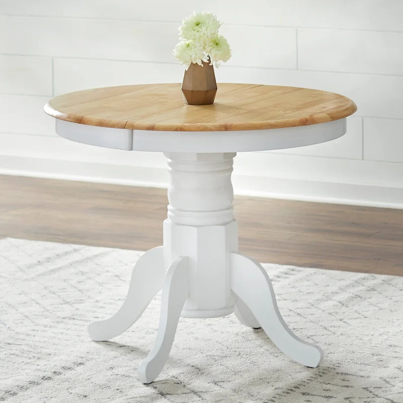 Farmhouse Solid Wood Dining Table with Extension Leaf