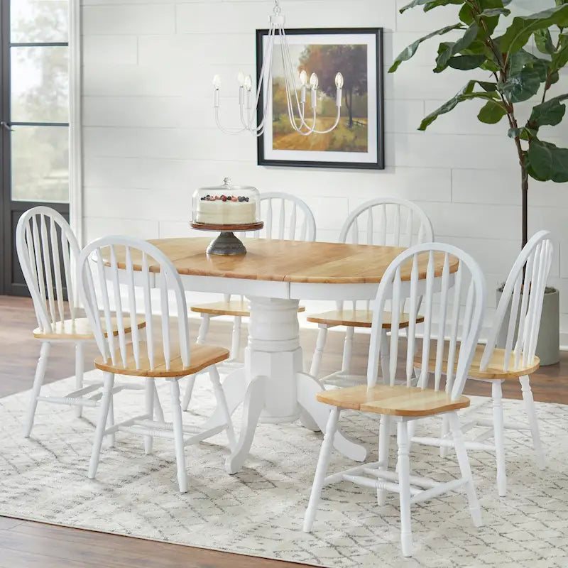 Farmhouse Solid Wood Dining Table with Extension Leaf