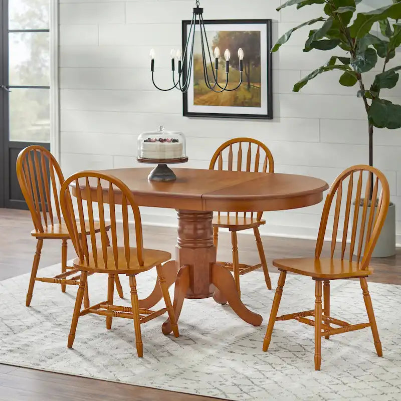 Farmhouse Solid Wood Dining Table with Extension Leaf