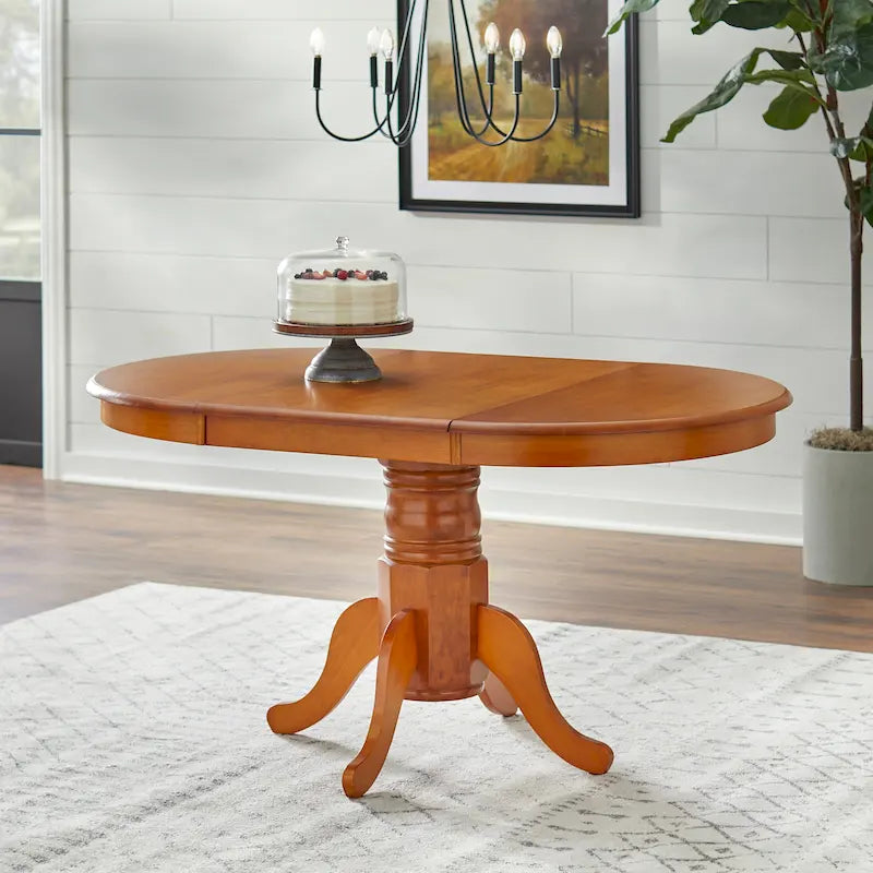 Farmhouse Solid Wood Dining Table with Extension Leaf