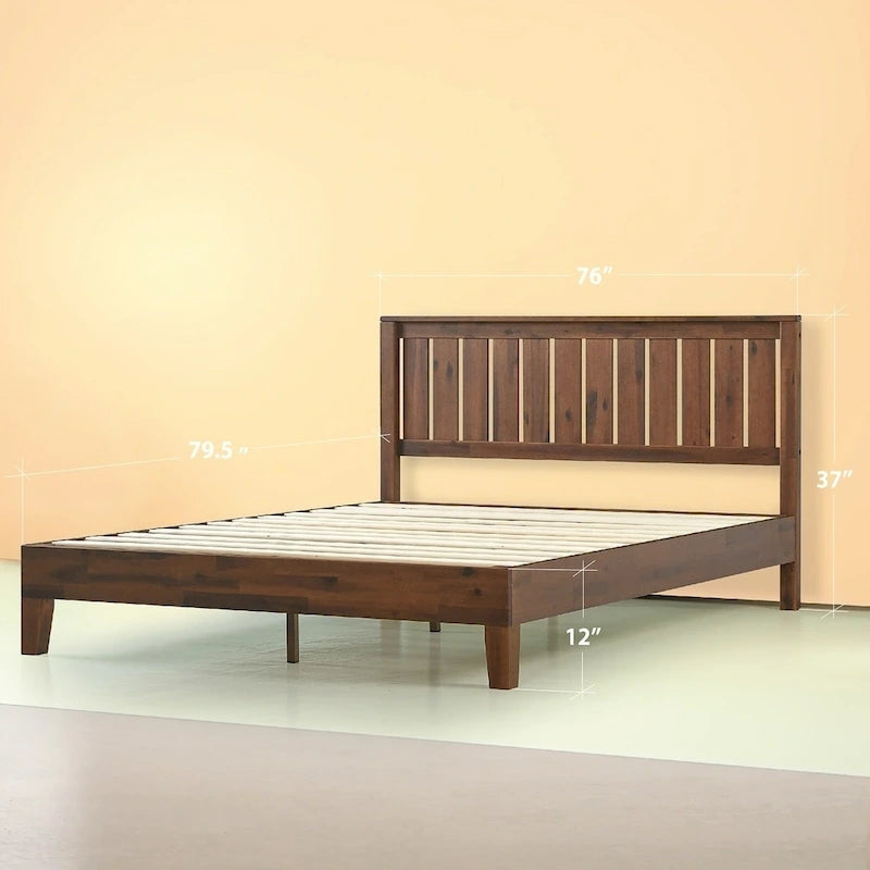 Antique Espresso Solid Wood Platform Bed