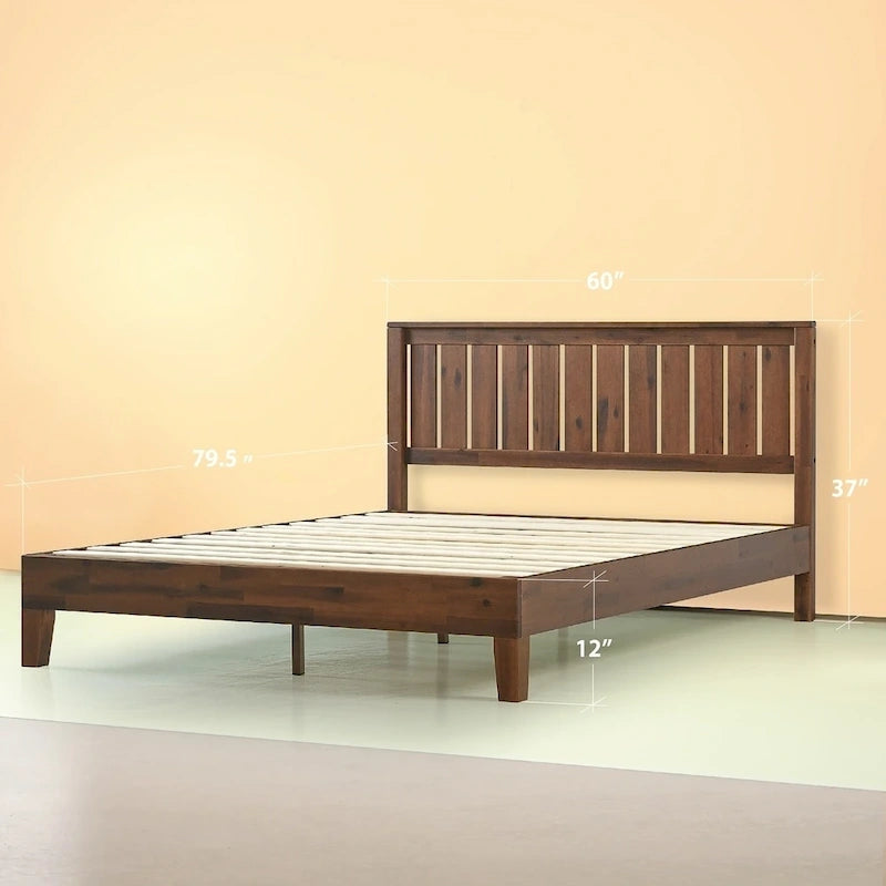 Antique Espresso Solid Wood Platform Bed