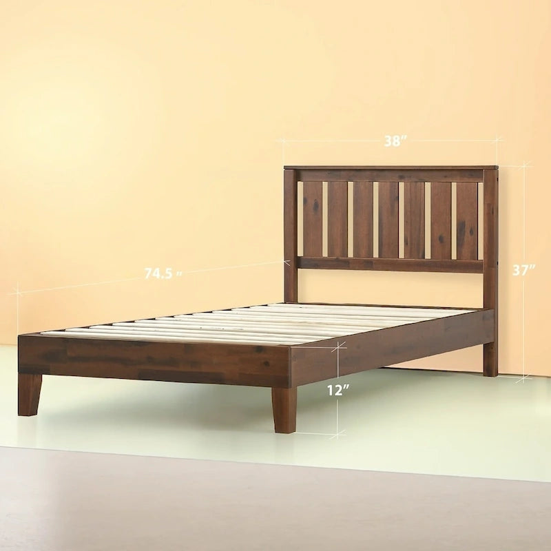 Antique Espresso Solid Wood Platform Bed
