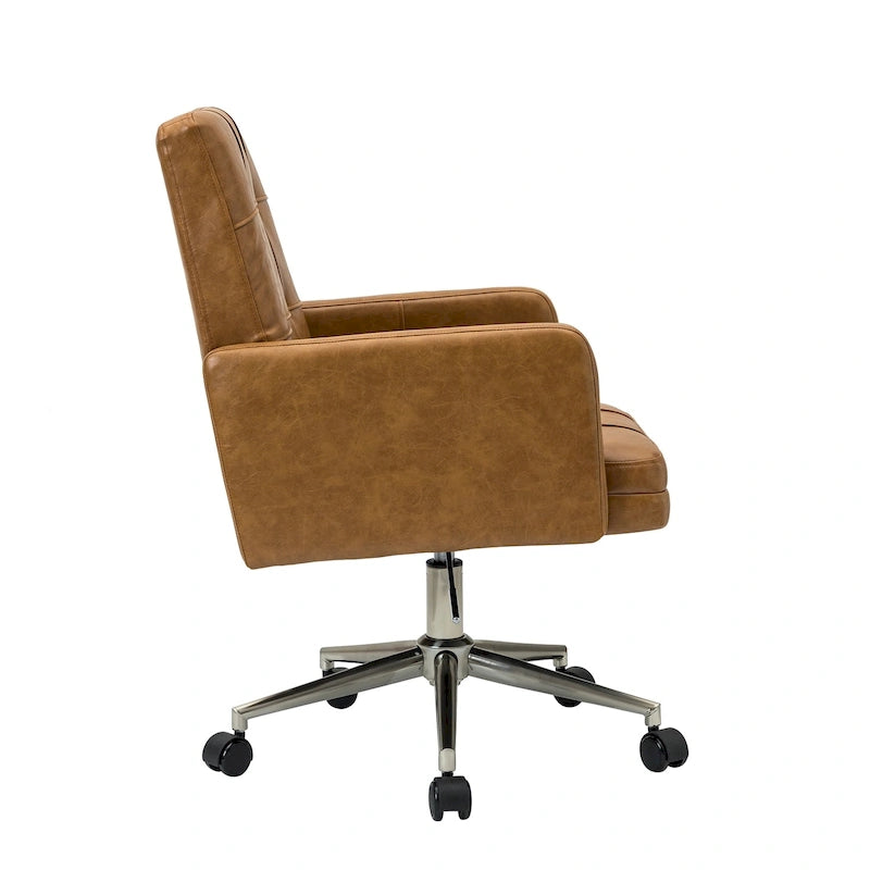 Modern Vegan Leather Height-adjustable Office Chair with 5 Wheels